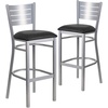 image:imageFlash Furniture HERCULES Series Silver Slat Back Metal Restaurant Barstool  Black Vinyl SeatBlack Vinyl SeatSilver Frame