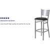image:imageFlash Furniture HERCULES Series Silver Slat Back Metal Restaurant Barstool  Black Vinyl SeatBlack Vinyl SeatSilver Frame