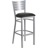 image:imageFlash Furniture HERCULES Series Silver Slat Back Metal Restaurant Barstool  Black Vinyl SeatBlack Vinyl SeatSilver Frame