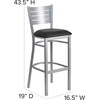 image:imageFlash Furniture HERCULES Series Silver Slat Back Metal Restaurant Barstool  Black Vinyl SeatBlack Vinyl SeatSilver Frame