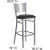 image:imageFlash Furniture HERCULES Series Silver Slat Back Metal Restaurant Barstool  Black Vinyl SeatBlack Vinyl SeatSilver Frame