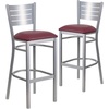 image:imageFlash Furniture HERCULES Series Silver Slat Back Metal Restaurant Barstool  Black Vinyl SeatBurgundy Vinyl SeatSilver Frame