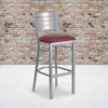 image:imageFlash Furniture HERCULES Series Silver Slat Back Metal Restaurant Barstool  Black Vinyl SeatBurgundy Vinyl SeatSilver Frame