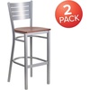 image:imageFlash Furniture HERCULES Series Silver Slat Back Metal Restaurant Barstool  Black Vinyl SeatCherry Wood SeatSilver Frame