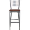 image:imageFlash Furniture HERCULES Series Silver Slat Back Metal Restaurant Barstool  Black Vinyl SeatCherry Wood SeatSilver Frame