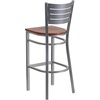 image:imageFlash Furniture HERCULES Series Silver Slat Back Metal Restaurant Barstool  Black Vinyl SeatCherry Wood SeatSilver Frame