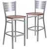 image:imageFlash Furniture HERCULES Series Silver Slat Back Metal Restaurant Barstool  Black Vinyl SeatCherry Wood SeatSilver Frame