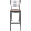 image:imageFlash Furniture HERCULES Series Silver Slat Back Metal Restaurant Barstool  Black Vinyl SeatCherry Wood SeatSilver Frame