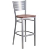 image:imageFlash Furniture HERCULES Series Silver Slat Back Metal Restaurant Barstool  Black Vinyl SeatCherry Wood SeatSilver Frame