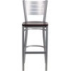 image:imageFlash Furniture HERCULES Series Silver Slat Back Metal Restaurant Barstool  Black Vinyl SeatMahogany Wood SeatSilver Frame