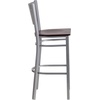 image:imageFlash Furniture HERCULES Series Silver Slat Back Metal Restaurant Barstool  Black Vinyl SeatMahogany Wood SeatSilver Frame