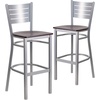 image:imageFlash Furniture HERCULES Series Silver Slat Back Metal Restaurant Barstool  Black Vinyl SeatMahogany Wood SeatSilver Frame