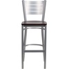 image:imageFlash Furniture HERCULES Series Silver Slat Back Metal Restaurant Barstool  Black Vinyl SeatMahogany Wood SeatSilver Frame