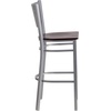 image:imageFlash Furniture HERCULES Series Silver Slat Back Metal Restaurant Barstool  Black Vinyl SeatMahogany Wood SeatSilver Frame