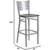 image:imageFlash Furniture HERCULES Series Silver Slat Back Metal Restaurant Barstool  Black Vinyl SeatMahogany Wood SeatSilver Frame