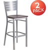 image:imageFlash Furniture HERCULES Series Silver Slat Back Metal Restaurant Barstool  Black Vinyl SeatMahogany Wood SeatSilver Frame
