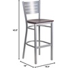 image:imageFlash Furniture HERCULES Series Silver Slat Back Metal Restaurant Barstool  Black Vinyl SeatMahogany Wood SeatSilver Frame