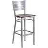 image:imageFlash Furniture HERCULES Series Silver Slat Back Metal Restaurant Barstool  Black Vinyl SeatMahogany Wood SeatSilver Frame