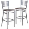 image:imageFlash Furniture HERCULES Series Silver Slat Back Metal Restaurant Barstool  Black Vinyl SeatWalnut Wood SeatSilver Frame