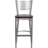 image:imageFlash Furniture HERCULES Series Silver Slat Back Metal Restaurant Barstool  Black Vinyl SeatWalnut Wood SeatSilver Frame