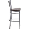 image:imageFlash Furniture HERCULES Series Silver Slat Back Metal Restaurant Barstool  Black Vinyl SeatWalnut Wood SeatSilver Frame