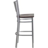 image:imageFlash Furniture HERCULES Series Silver Slat Back Metal Restaurant Barstool  Black Vinyl SeatWalnut Wood SeatSilver Frame