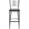 image:imageFlash Furniture HERCULES Series Silver Slat Back Metal Restaurant Barstool  Black Vinyl SeatWalnut Wood SeatSilver Frame