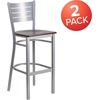 image:imageFlash Furniture HERCULES Series Silver Slat Back Metal Restaurant Barstool  Black Vinyl SeatWalnut Wood SeatSilver Frame