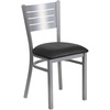 image:imageFlash Furniture HERCULES Series Silver Slat Back Metal Restaurant Chair  Black Vinyl SeatBlack Vinyl Seat
