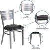 image:imageFlash Furniture HERCULES Series Silver Slat Back Metal Restaurant Chair  Black Vinyl SeatBlack Vinyl Seat