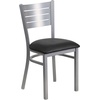 image:imageFlash Furniture HERCULES Series Silver Slat Back Metal Restaurant Chair  Black Vinyl SeatBlack Vinyl SeatSilver Frame
