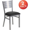 image:imageFlash Furniture HERCULES Series Silver Slat Back Metal Restaurant Chair  Black Vinyl SeatBlack Vinyl SeatSilver Frame