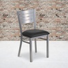 image:imageFlash Furniture HERCULES Series Silver Slat Back Metal Restaurant Chair  Black Vinyl SeatBlack Vinyl SeatSilver Frame