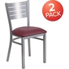 image:imageFlash Furniture HERCULES Series Silver Slat Back Metal Restaurant Chair  Black Vinyl SeatBurgundy Vinyl SeatSilver Frame