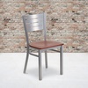 image:imageFlash Furniture HERCULES Series Silver Slat Back Metal Restaurant Chair  Black Vinyl SeatCherry Wood Seat