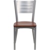 image:imageFlash Furniture HERCULES Series Silver Slat Back Metal Restaurant Chair  Black Vinyl SeatCherry Wood Seat