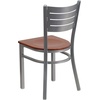 image:imageFlash Furniture HERCULES Series Silver Slat Back Metal Restaurant Chair  Black Vinyl SeatCherry Wood Seat