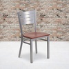 image:imageFlash Furniture HERCULES Series Silver Slat Back Metal Restaurant Chair  Black Vinyl SeatCherry Wood SeatSilver Frame