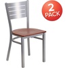 image:imageFlash Furniture HERCULES Series Silver Slat Back Metal Restaurant Chair  Black Vinyl SeatCherry Wood SeatSilver Frame