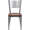 image:imageFlash Furniture HERCULES Series Silver Slat Back Metal Restaurant Chair  Black Vinyl SeatCherry Wood SeatSilver Frame