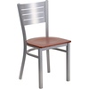 image:imageFlash Furniture HERCULES Series Silver Slat Back Metal Restaurant Chair  Black Vinyl SeatCherry Wood SeatSilver Frame