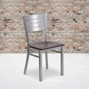 image:imageFlash Furniture HERCULES Series Silver Slat Back Metal Restaurant Chair  Black Vinyl SeatMahogany Wood Seat