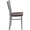 image:imageFlash Furniture HERCULES Series Silver Slat Back Metal Restaurant Chair  Black Vinyl SeatMahogany Wood Seat