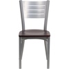 image:imageFlash Furniture HERCULES Series Silver Slat Back Metal Restaurant Chair  Black Vinyl SeatMahogany Wood Seat