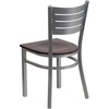 image:imageFlash Furniture HERCULES Series Silver Slat Back Metal Restaurant Chair  Black Vinyl SeatMahogany Wood Seat