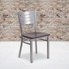 image:imageFlash Furniture HERCULES Series Silver Slat Back Metal Restaurant Chair  Black Vinyl SeatMahogany Wood SeatSilver Frame