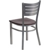 image:imageFlash Furniture HERCULES Series Silver Slat Back Metal Restaurant Chair  Black Vinyl SeatMahogany Wood SeatSilver Frame