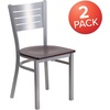 image:imageFlash Furniture HERCULES Series Silver Slat Back Metal Restaurant Chair  Black Vinyl SeatMahogany Wood SeatSilver Frame