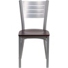 image:imageFlash Furniture HERCULES Series Silver Slat Back Metal Restaurant Chair  Black Vinyl SeatMahogany Wood SeatSilver Frame