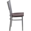 image:imageFlash Furniture HERCULES Series Silver Slat Back Metal Restaurant Chair  Black Vinyl SeatMahogany Wood SeatSilver Frame